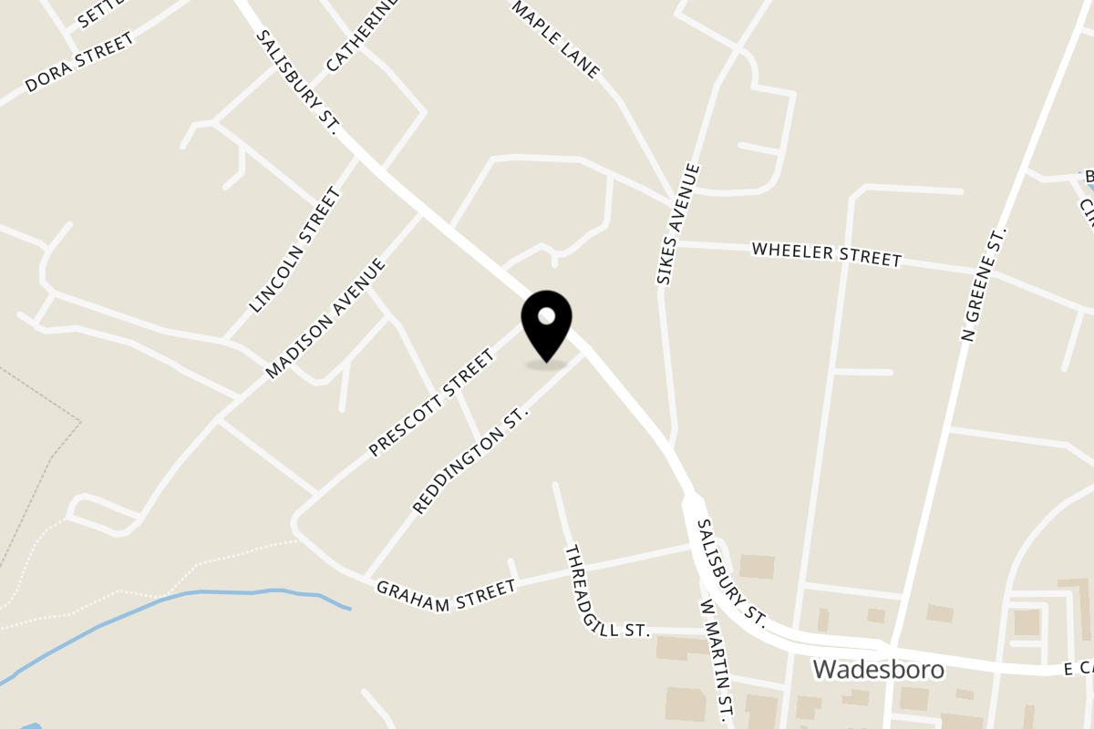 Map showing the location of Mama Noi's Of Wadesboro on 515 Salisbury St in Wadesboro